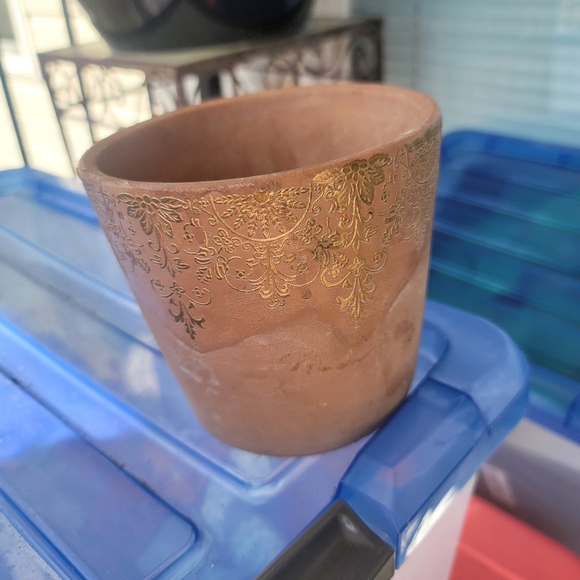 Terra Cotta & Gold Flower Pot - Picture 2 of 2